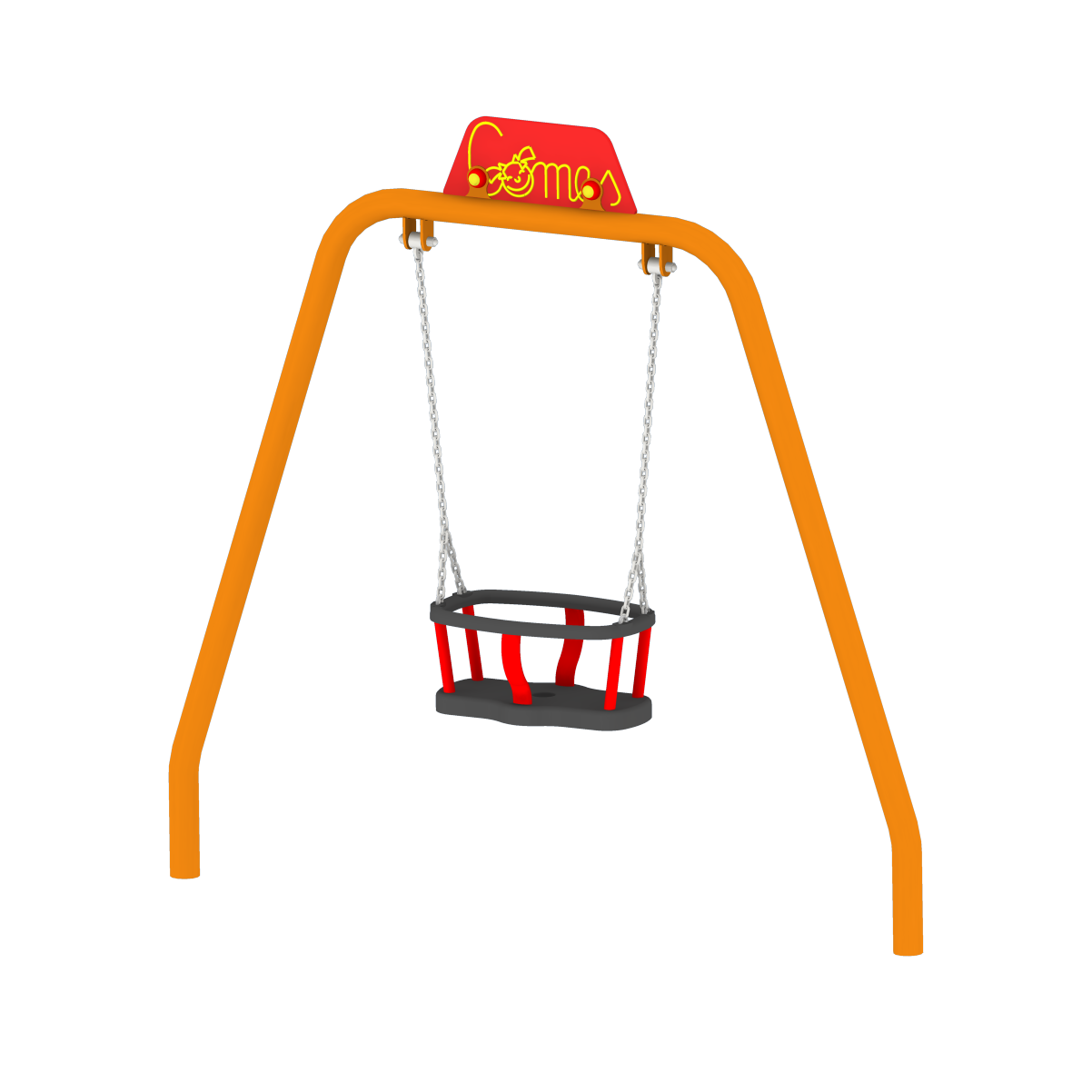 A swing for small children on the playground.
